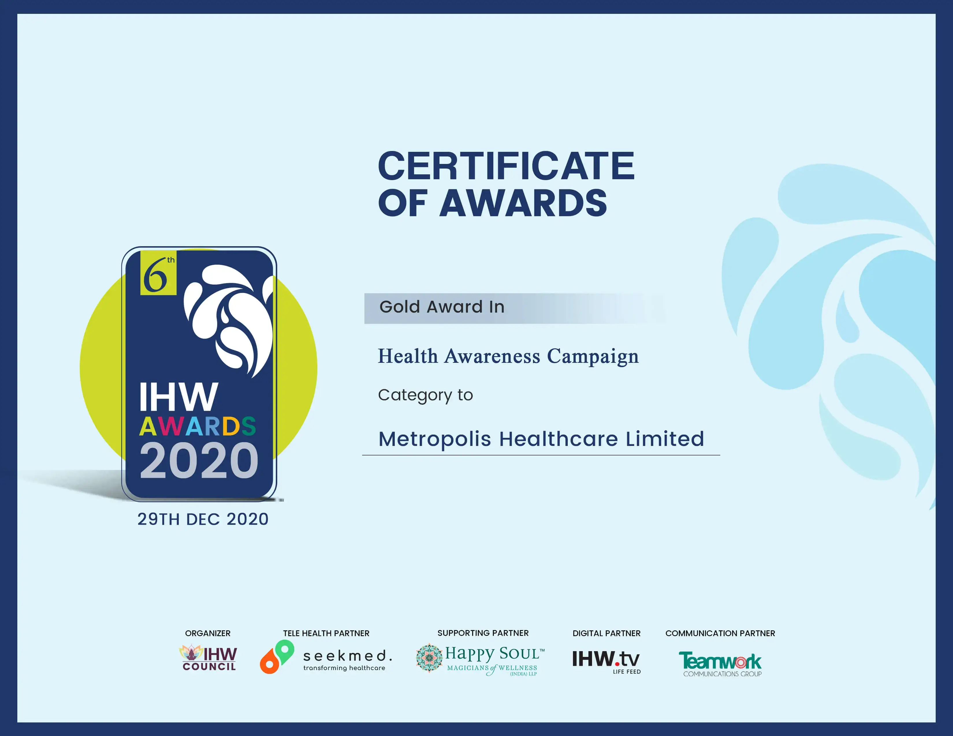 Health Awareness Campaign of the Year- Metropolis Healthcare
