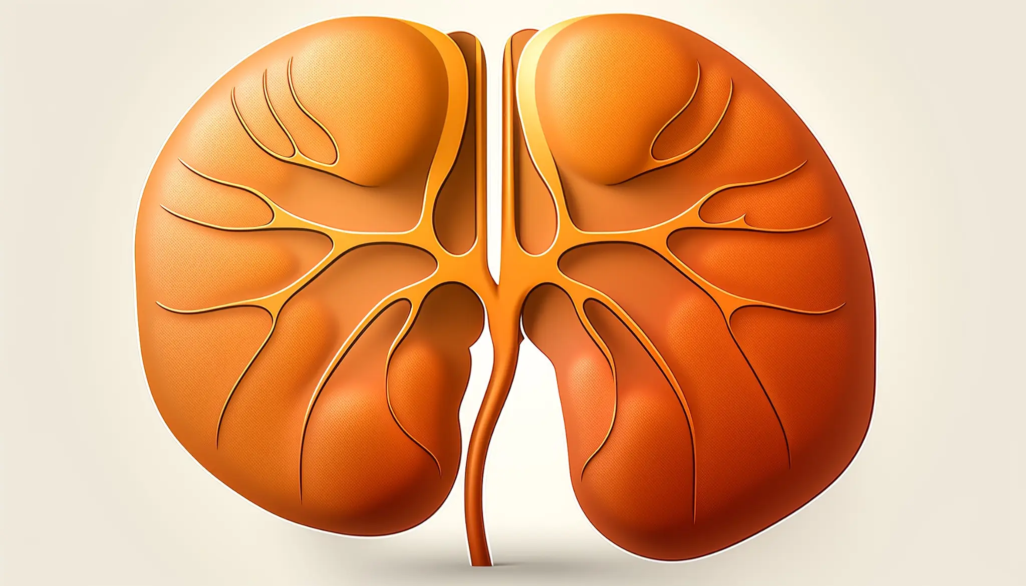 Medical illustration showing fused kidneys forming a horseshoe shape in the lower abdomen