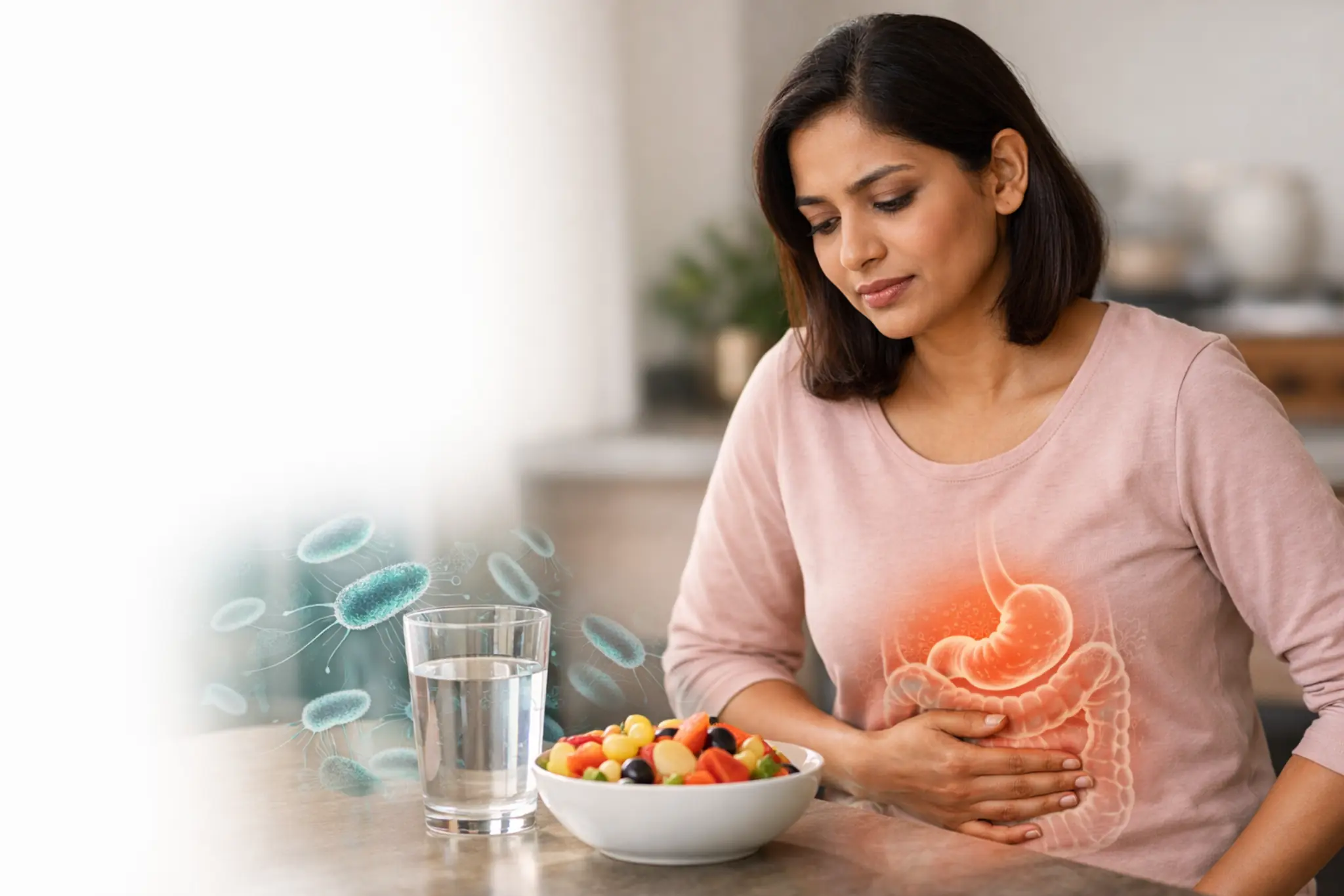 E coli bacteria causing intestinal and urinary infections illustration