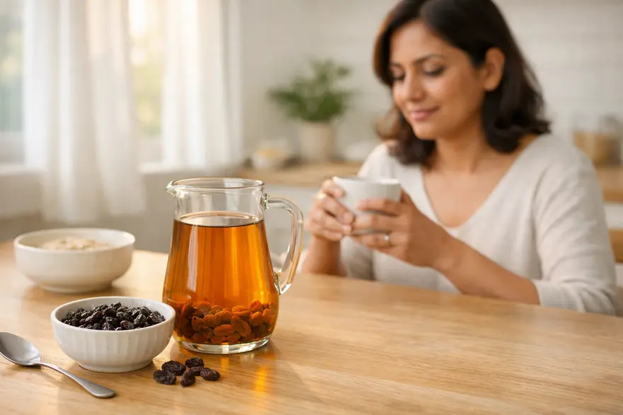 Drinking raisin water in the morning