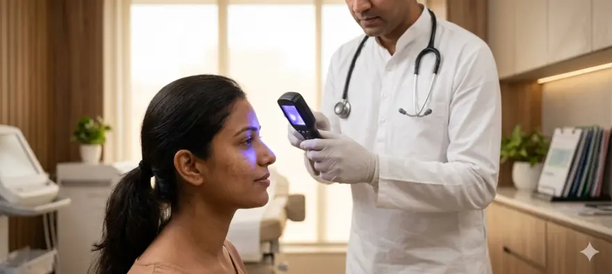 dermatologist treating skin discoloration